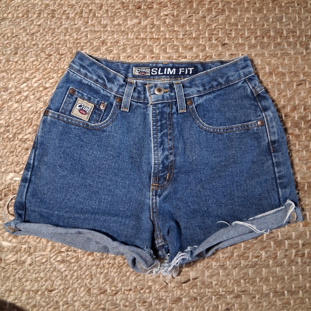 Cruel Girl Slim Fit Dark Blue Denim Shorts